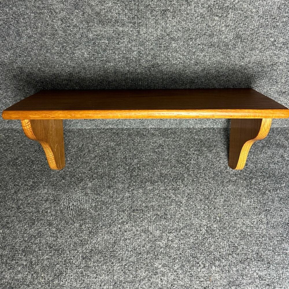 Vintage wooden handmade shelf 6x15 solid oak curved corbel brackets cottage